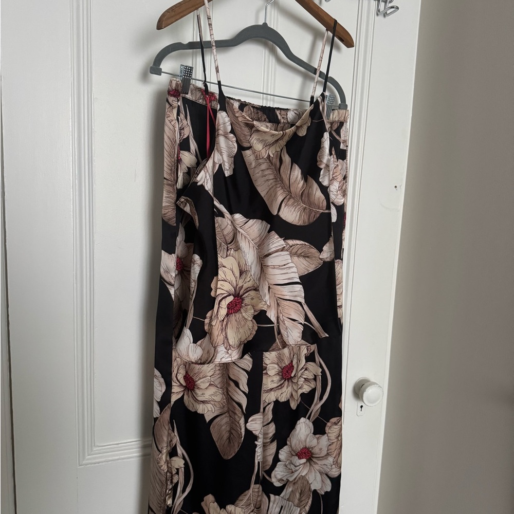 Floral Black polyester (feels like silk to me) Jumpsuit